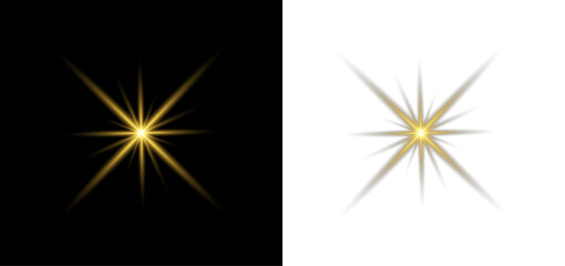 Yellow star sparkle glow light shining magic burst flare bright abstract background. © LIUBOV