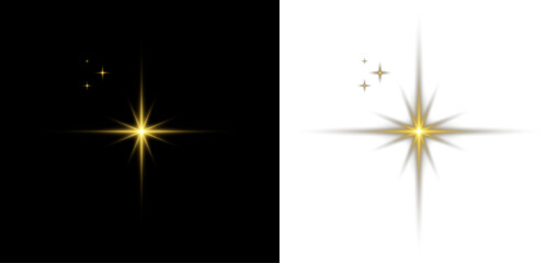 Yellow star sparkle glow light shining bright flare burst magic abstract background. © LIUBOV