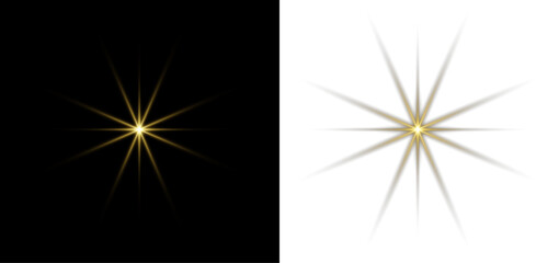Yellow shining star glow sparkle light radiant burst flare magic abstract background. © LIUBOV