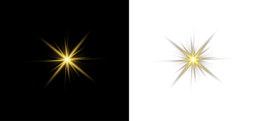 Yellow glowing star sparkle light shine bright flare burst magic abstract background. © LIUBOV