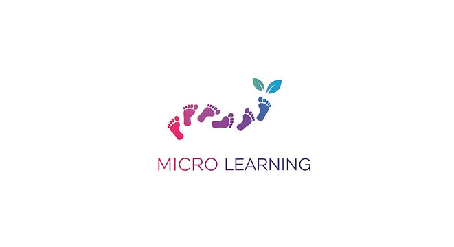 Micro Learning Logo - Footprints and Growing Plant