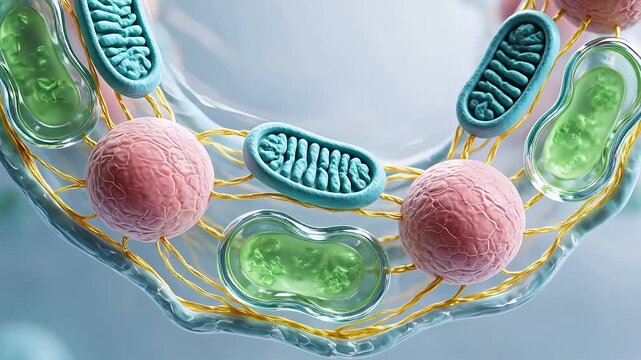 Cellular structure with mitochondria and organelles