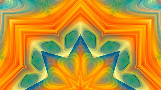 Colorful abstract patterns evolving with dynamic vivid waves. Vibrant seamless sequence of morphing geometric elements in dynamic motion. Half circle symmetry ornament transition. 4K UHD 4096x2304