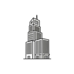 Fototapeta premium Modern Tiered Skyscraper Illustration Urban Building Icon