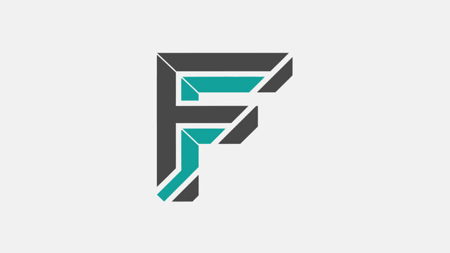 Letter F 3D graphic design element.