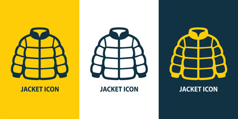 Jacket Icon Set Vector – Winter Clothing, Coat & Outerwear Symbols for Fashion and Retail © MdRazibul