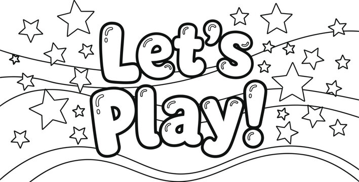 Let's play hand drawn style illustration with stars and swirls