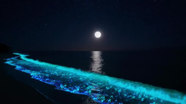 タイムラプスで広がる発光プランクトンの大群・星空と光る海の神秘映像