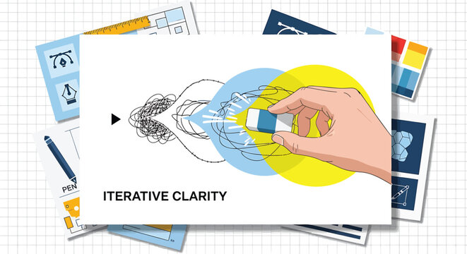 Creative process, design concept, iterative clarity, hand drawing