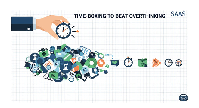 Productivity icons, time management symbols, business vector graphics, workflow optimization