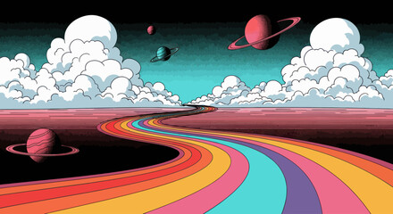 Colorful planets and rings in space. © TDF CREATIVE