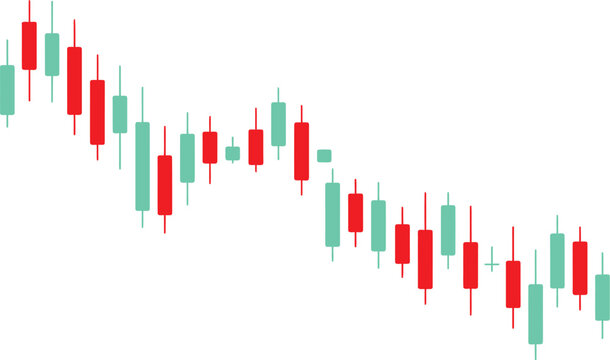 Crypto candle graph green and red candlestick chart financial trading market analysis tools vector illustration isolated background