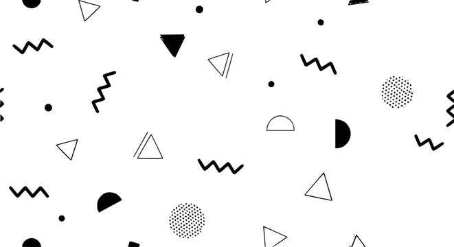 Colorful Memphis geometric seamless pattern with retro shapes for background wallpaper packaging and fabric design