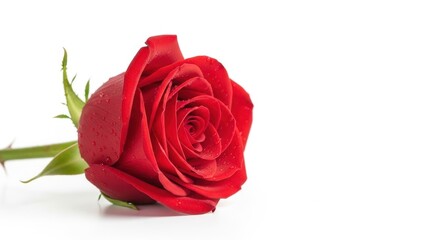 Naklejka premium Elegant Red Rose on White Background with Copy Space.