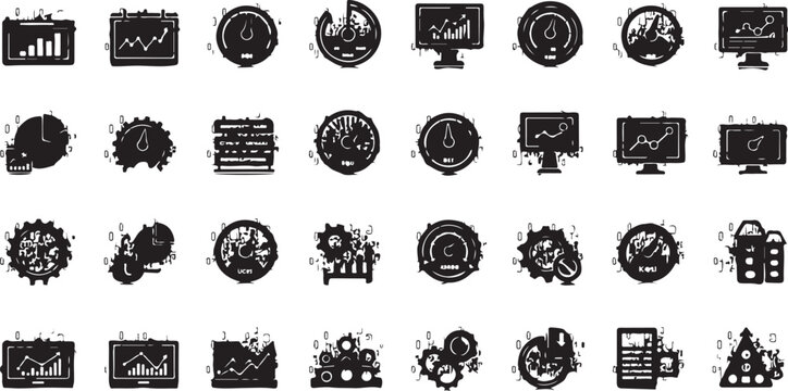 Business icons and symbols for technology and finance concepts