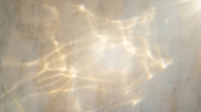 Neutral abstract background with caustic light patterns, sunlight glare and shimmering reflections, elegant minimal backdrop for modern presentation and branding, realistic detail, no logos