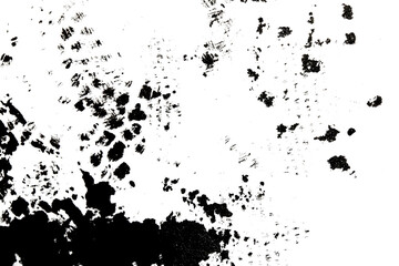 Obraz premium Abstract grunge black ink paint distressed texture rips tears and rust transparent crumpled industrial overlay background