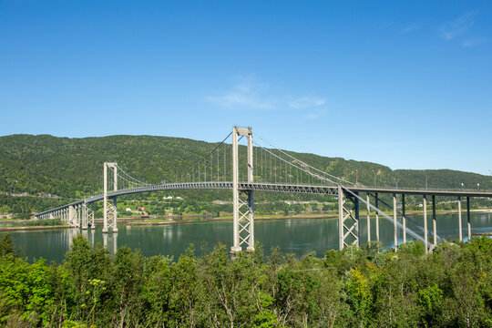 Gravdal bridge in Northern Norway with fjord landscape