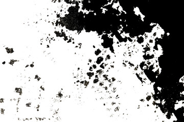 Obraz premium Abstract grunge black ink paint distressed texture rips tears and rust transparent crumpled industrial overlay background
