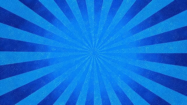 Static shot of animated sparkle starburst effects appearing and fading over comic radial blue halftone background panel