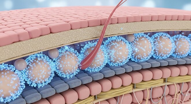 Detailed Microscopic Skin Layer Anatomy Illustration.
