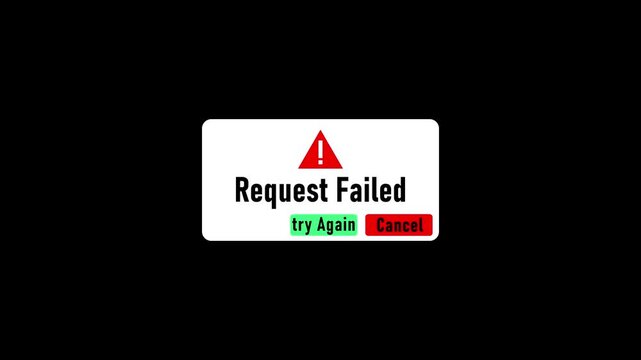 Error message notification screen digital interface failed request try again button red
