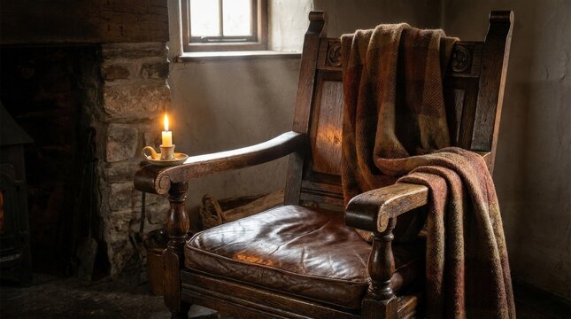 A traditional object in warm earthy tones, sturdy material, timeworn texture, soft amber light, atmosphere of heritage, strength, and quiet comfort, ultra-realistic, no logos.
