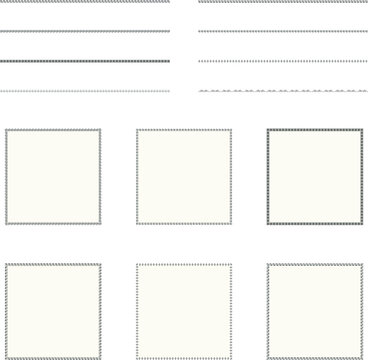 Vintage collection of blank square frames and antique paper border stickers featuring decorative vector art patterns for empty picture card template designs
