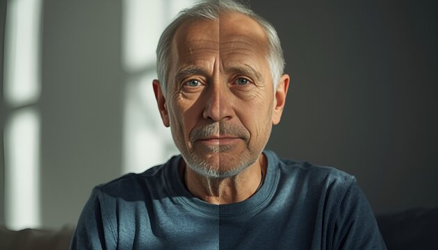 Healthy Active Senior vs Weak Sedentary Lifestyle Comparison