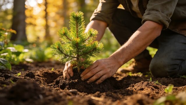 Person planting a small tree
