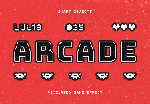 Pixelated Text Effect &ndash; Game Typography for Logo, Poster & Branding (PSD)