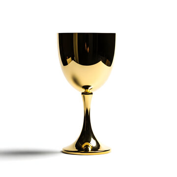 Simple gold award cup centered on white background