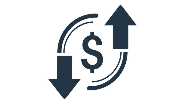Financial growth concept a dollar sign symbol circulating between upward and downward arrows