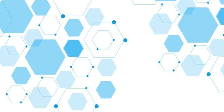 Abstract white background with blue hexagons seamless pattern and geometric in vector design. Futuristic blue neon honeycombs. Modern technology design .Minimal style website banner, decoration .