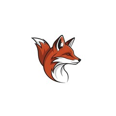 Obraz premium Stylized fox head illustration in profile with orange and white fur