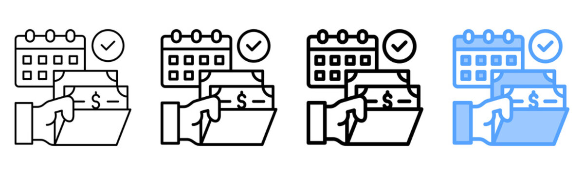 Salary Payment Icon Different Style Outline Collection Set 