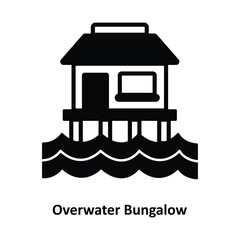 Naklejka premium Overwater Bungalow Vector icon which can easily modify or edit
