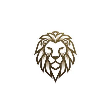 Stylized geometric lion head logo in gold and brown tones