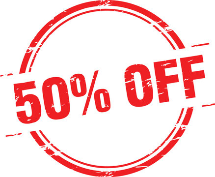 50 percent off stamp with discount percentage offering promotion reduction shopping commerce