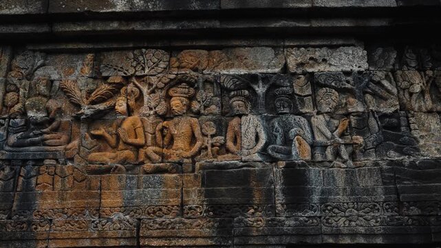 Cinematic footage of the iconic Borobudur Temple in Indonesia. Majestic stone stupas, ancient carvings, and serene atmosphere create a powerful spiritual and cultural scene.