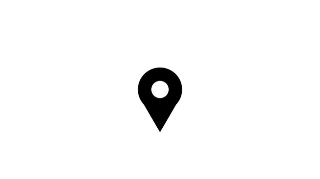 Map pointer icon set with pin symbols for navigation and location markers with black background.