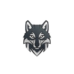 Fototapeta premium Stylized grey wolf head mascot logo on a white background