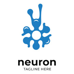 Fototapeta premium Blue neuron cell logo with tagline space medical symbol icon