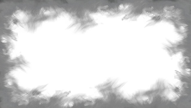 Anime Smoke Explosion Frame with Soft Gray Cloud Burst, Dramatic Fog Border Effect for Action and Cinematic Scenes