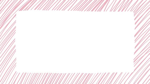 Hand-Drawn Pink Scribble Frame Animation Loop with White Center. "Boiling line" effect, with sketchy pink lines. For social media stories, artistic video transitions, kids' educational content, title