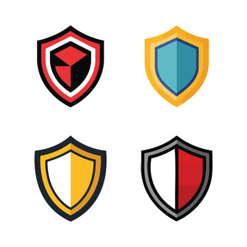 Set of colorful shield logos  security icons  protection symbols  safety emblems  various shield designs  colorful shields  logo set  protection  security  icons  various  colorful