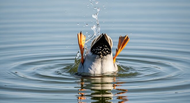 Funny Animal Behavior Duck Tail and Legs in Pond