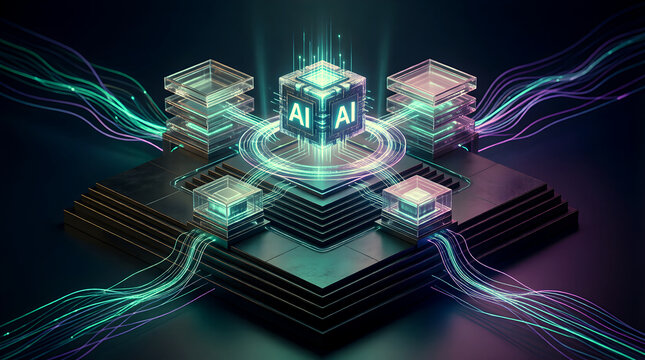 AI Native Application Architecture with Concentric Tier Layers Isometric 3D Visualization for Enterprise AI Architecture Technology