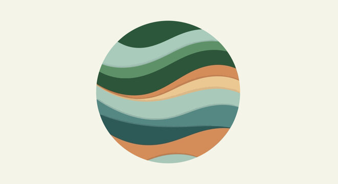 Abstract Spherical Design with Organic Wavy Layers in Earthy Tones Modern Minimalist Nature Inspired Art