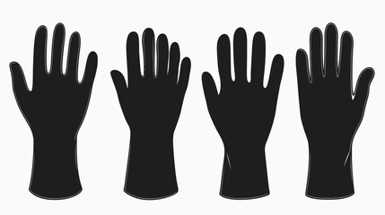 Fototapeta premium Four black silhouettes of hands, open palms facing upwards, with wrists extended